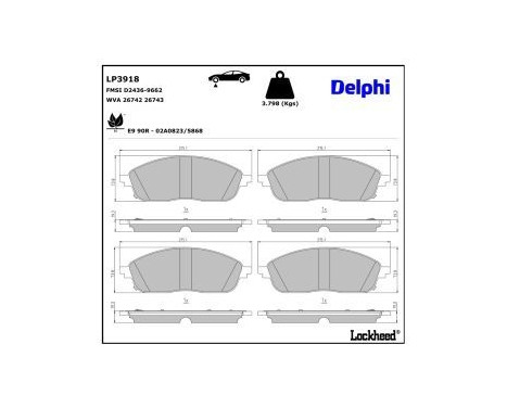 Brake pad set, disc brake LP3918 Delphi, Image 3