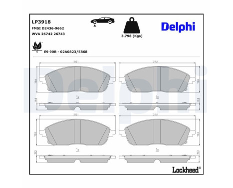 Brake pad set, disc brake LP3918 Delphi, Image 3