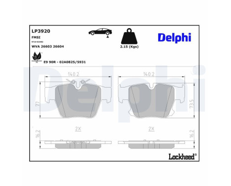 Brake pad set, disc brake LP3920 Delphi
