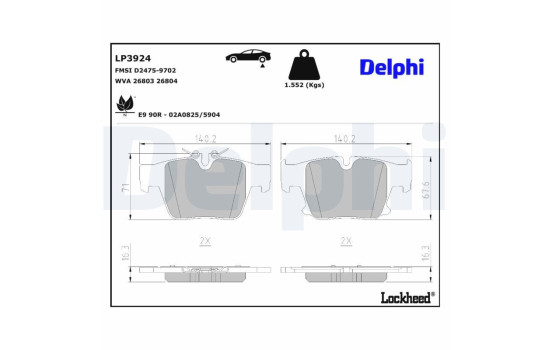 Brake pad set, disc brake LP3924 Delphi, Image 3