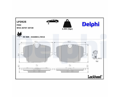 Brake pad set, disc brake LP3925 Delphi, Image 2