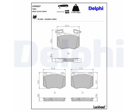 Brake pad set, disc brake LP3927 Delphi