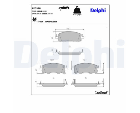 Brake pad set, disc brake LP3928 Delphi