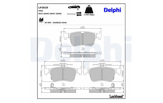 Brake pad set, disc brake LP3929 Delphi