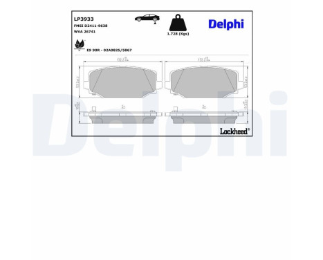 Brake pad set, disc brake LP3933 Delphi