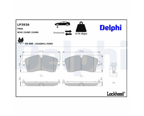 Brake pad set, disc brake LP3936 Delphi