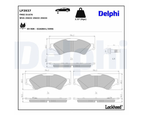 Brake pad set, disc brake LP3937 Delphi