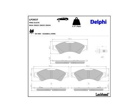 Brake pad set, disc brake LP3937 Delphi, Image 3