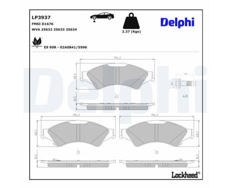 Brake pad set, disc brake LP3937 Delphi, Image 3