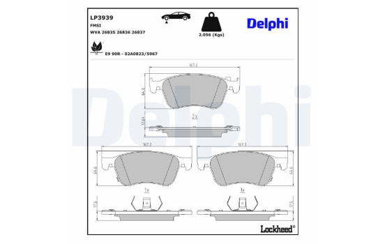 Brake pad set, disc brake LP3939 Delphi, Image 3