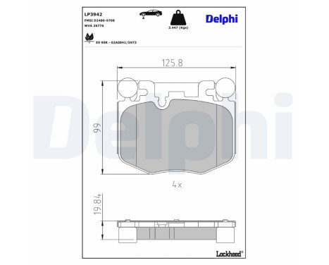 Brake pad set, disc brake LP3942 Delphi