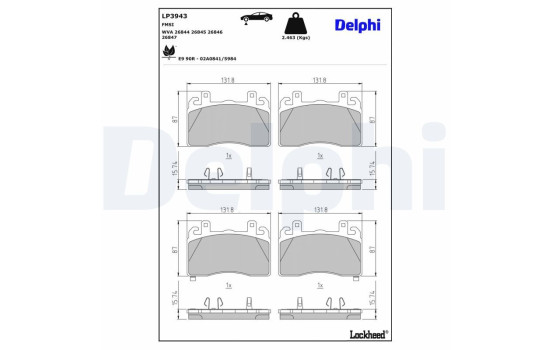 Brake pad set, disc brake LP3943 Delphi