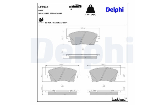 Brake pad set, disc brake LP3948 Delphi, Image 3