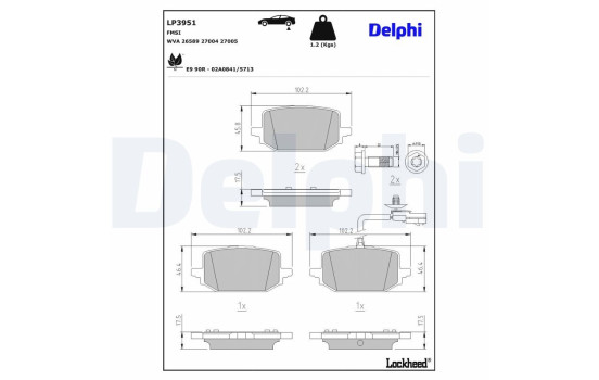 Brake pad set, disc brake LP3951 Delphi, Image 4