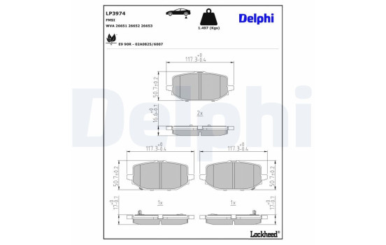 Brake pad set, disc brake LP3974 Delphi
