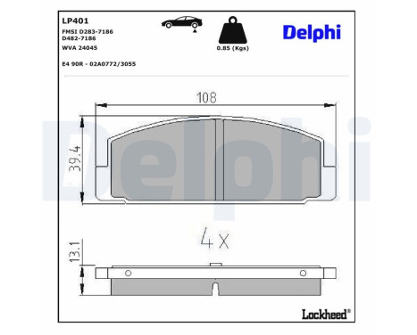 Brake Pad Set, disc brake LP401 Delphi