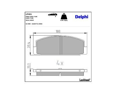 Brake Pad Set, disc brake LP401 Delphi