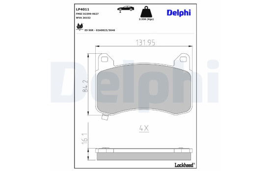 Brake pad set, disc brake LP4011 Delphi
