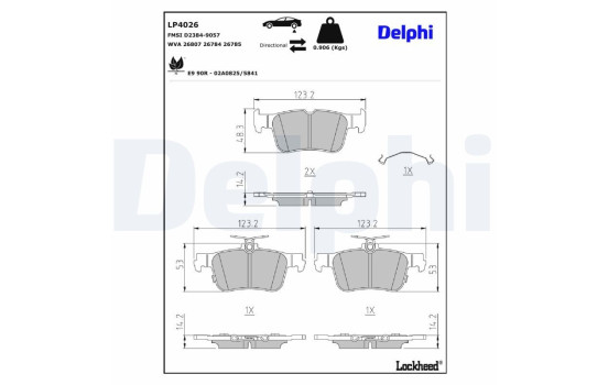 Brake pad set, disc brake LP4026 Delphi