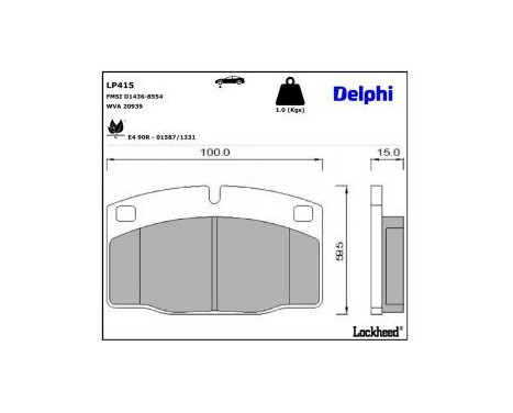 Brake Pad Set, disc brake LP415 Delphi
