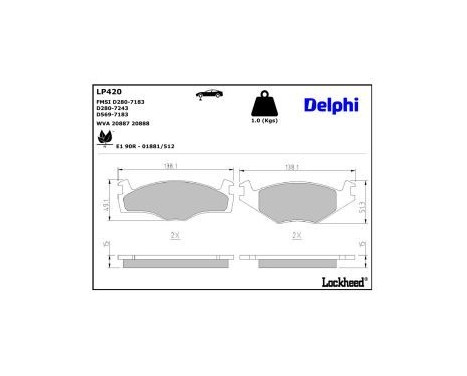 Brake Pad Set, disc brake LP420 Delphi