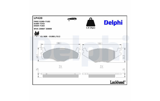 Brake Pad Set, disc brake LP420 Delphi