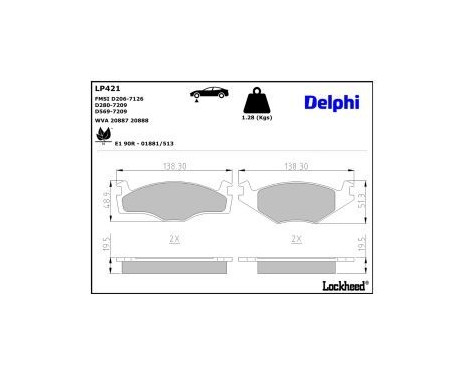 Brake Pad Set, disc brake LP421 Delphi