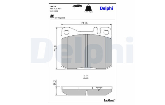 Brake pad set, disc brake LP427 Delphi