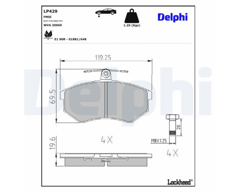 Brake Pad Set, disc brake LP429 Delphi
