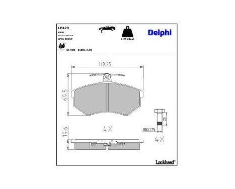 Brake Pad Set, disc brake LP429 Delphi
