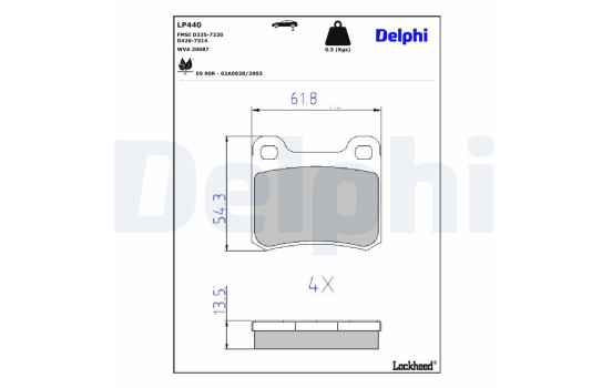 Brake pad set, disc brake LP440 Delphi