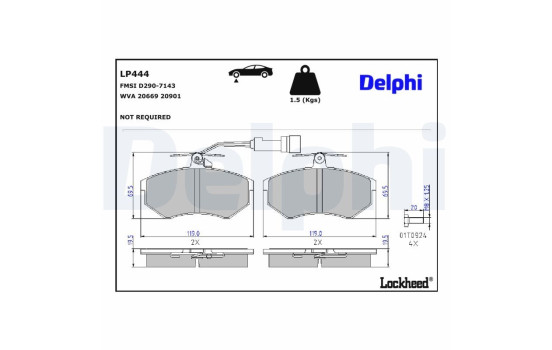 Brake Pad Set, disc brake LP444 Delphi