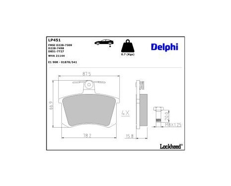 Brake Pad Set, disc brake LP451 Delphi