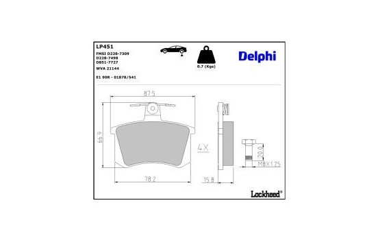Brake Pad Set, disc brake LP451 Delphi