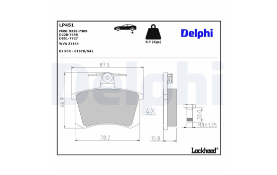 Brake Pad Set, disc brake LP451 Delphi, Image 3