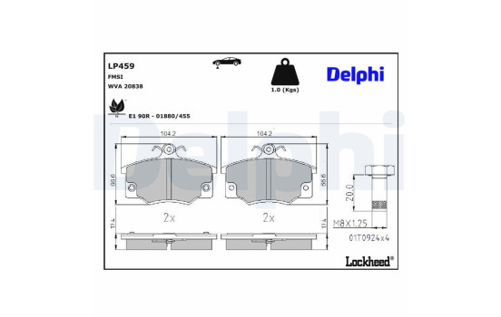 Brake Pad Set, disc brake LP459 Delphi
