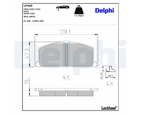 Brake Pad Set, disc brake LP460 Delphi