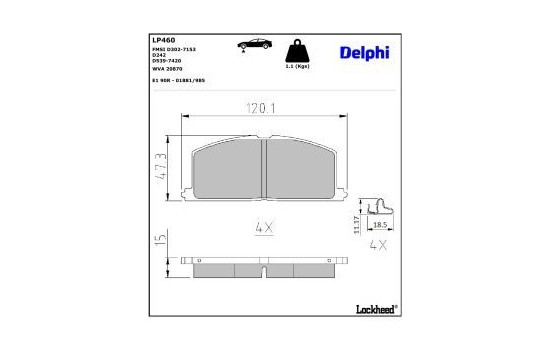 Brake Pad Set, disc brake LP460 Delphi