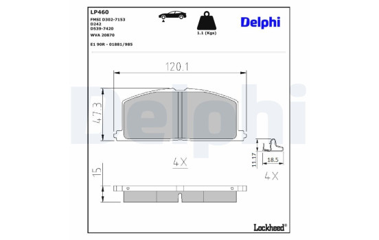Brake Pad Set, disc brake LP460 Delphi