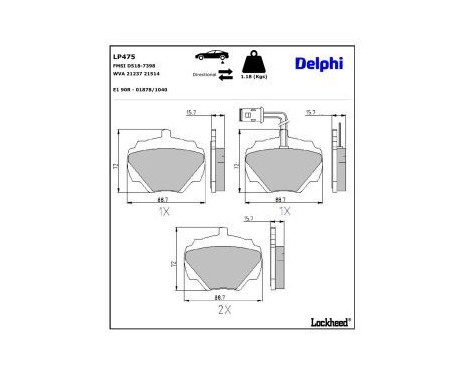 Brake Pad Set, disc brake LP475 Delphi