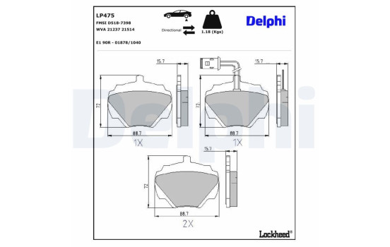 Brake Pad Set, disc brake LP475 Delphi