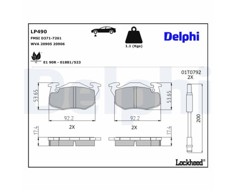 Brake Pad Set, disc brake LP490 Delphi, Image 4