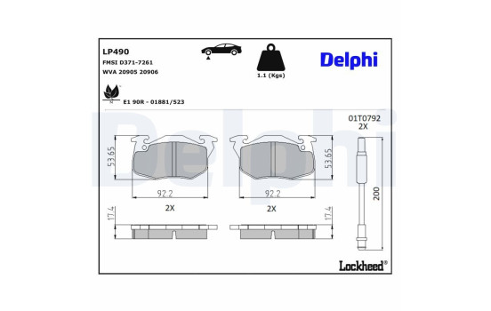 Brake Pad Set, disc brake LP490 Delphi, Image 4