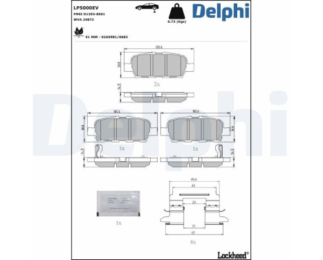 Brake pad set, disc brake LP5000EV Delphi, Image 2