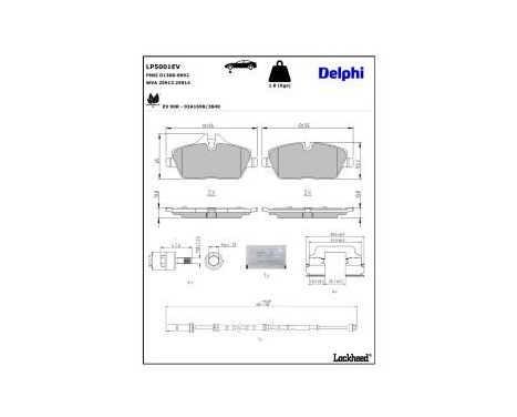 Brake pad set, disc brake LP5001EV Delphi, Image 4