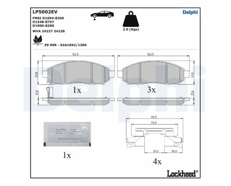 Brake pad set, disc brake LP5002EV Delphi, Image 4