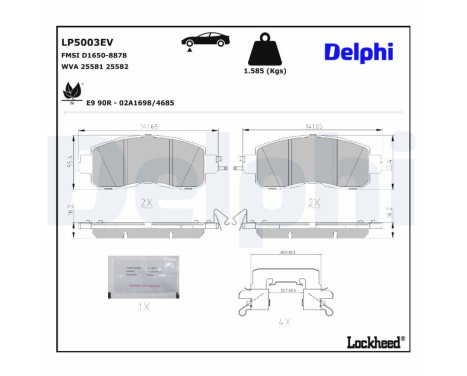 Brake pad set, disc brake LP5003EV Delphi, Image 2