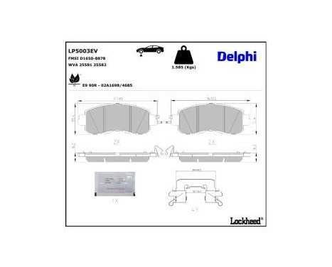 Brake pad set, disc brake LP5003EV Delphi, Image 3