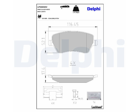 Brake pad set, disc brake LP5005EV Delphi, Image 3