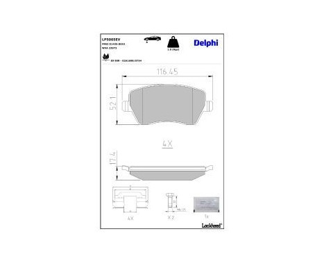 Brake pad set, disc brake LP5005EV Delphi, Image 3
